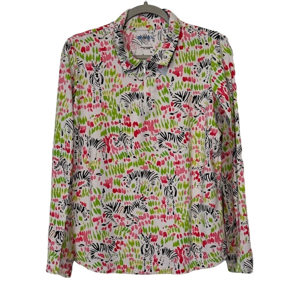 IBKÜL Women's Geometric Print Long Sleeve Blouse Multicolor‎ Size L